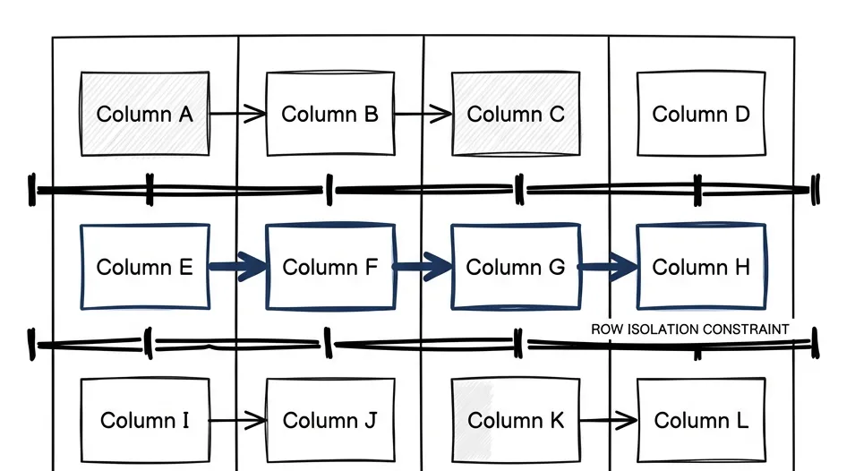 Columns depend on each other. Rows cannot.